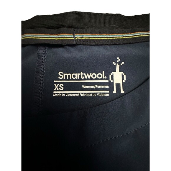 Smartwool Sport Dress Size XS Blue/Black Short Sleeve Merino Wool Blend #I18-8 - Picture 2 of 10